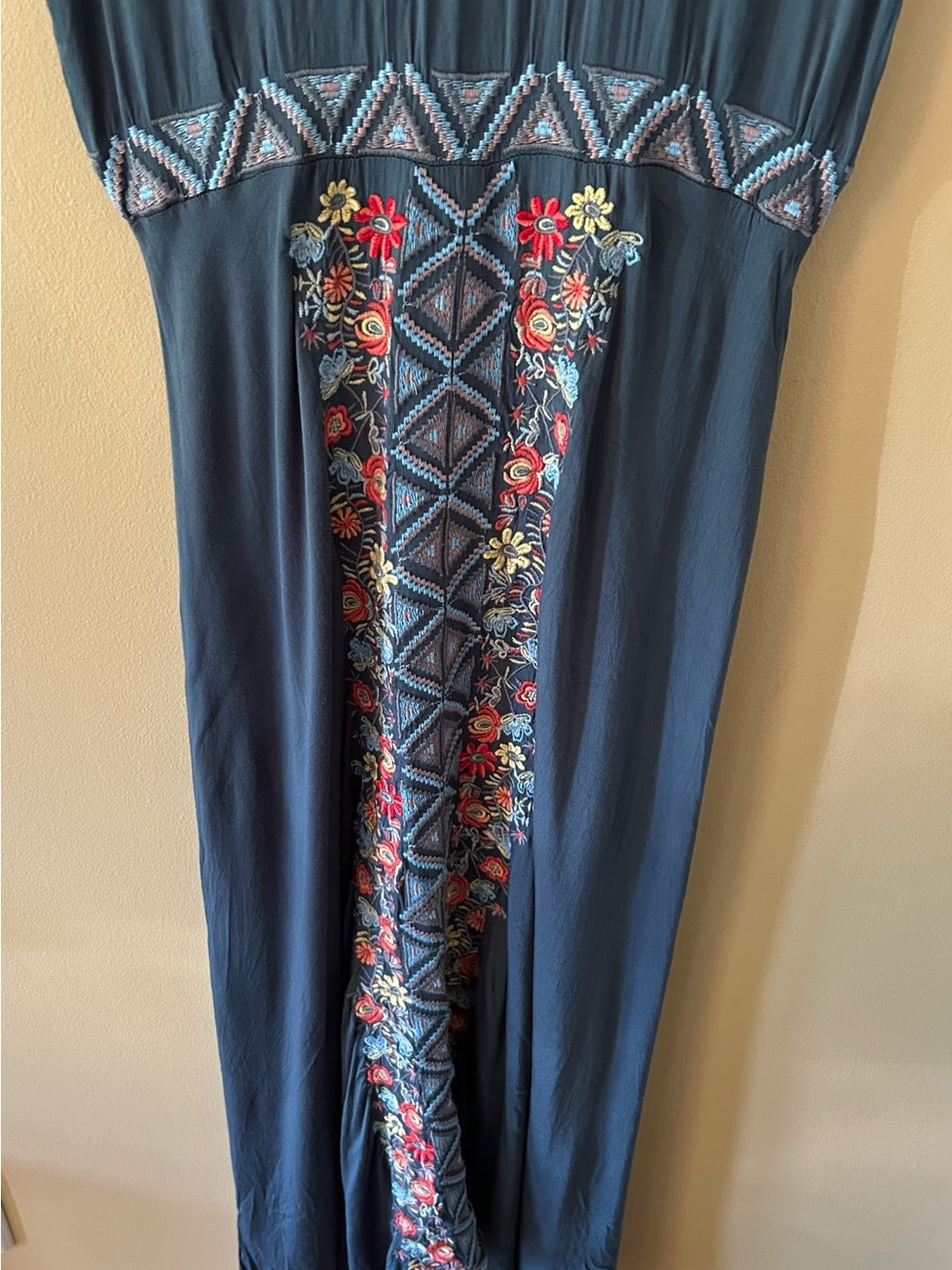 Johnny Was Embroidered Boho Cassie Maxi Dress - Navy Blue Medium - Picture 9 of 10